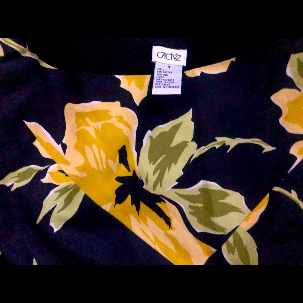 CACHE Floral Silk Gored Skirt LIKE NEW